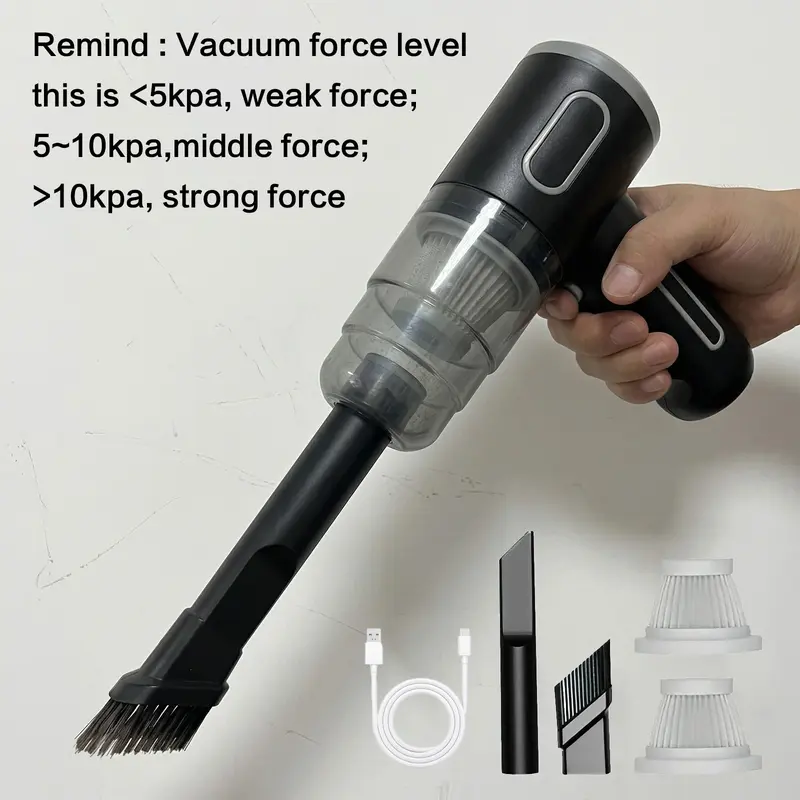Portable Handheld Car Vacuum Cleaner, 1 Count Rechargeable Cordless Car Vacuum, Multifunctional Cleaning Tool for Car, Home & Office, Interior Car Cleaner, Battery-Powered Vacuum, Car Cleaning Supplies