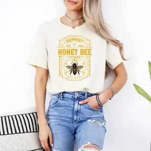 Graphic T-shirt for Women, Save the Bees Print, Nature Lover Aesthetic, Cute Eco Streetwear Top