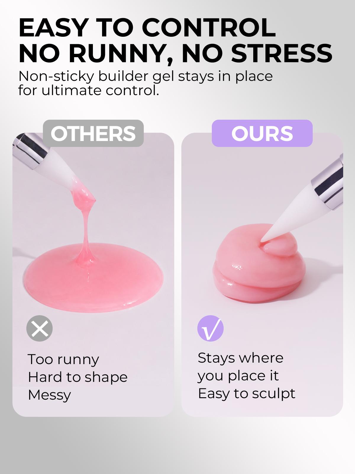 AILLSA Solid Builder Gel Nail Kit, 30g Non-Stick Hand Extension Gel with Dual Forms & Silicone Brushes, All-in-One Hard Gel Easy DIY Summer Nails Salon Manicure Starter Set for Beginners