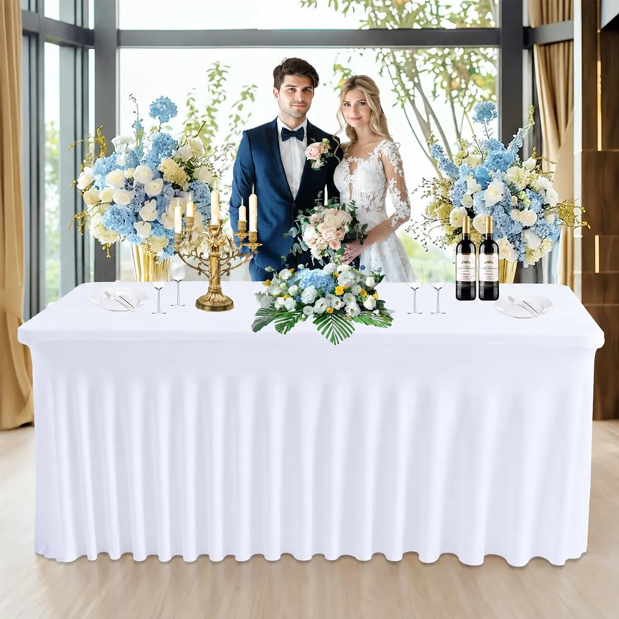 2/4/6/8 pcs rectangular table cover tablecloth decoration, available in black/white/red, with a ruffled edge – wrinkle-resistant, suitable for weddings, birthdays, anniversaries, and graduations Ornaments