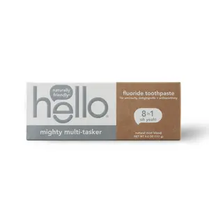 hello Mighty Multitasker Fluoride Toothpaste, 8-in-1 Toothpaste with Minty Flavor, Anticavity, Antigingivitis, Antisensitivity, Strengthens Enamel and Whitens