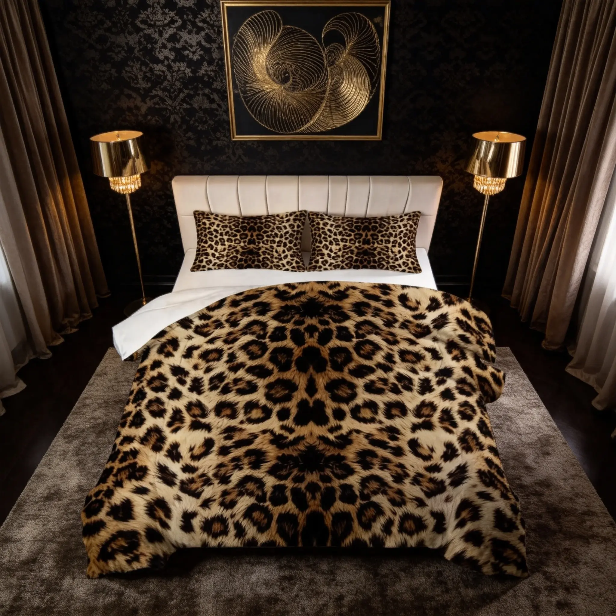 Leopard Print Comforter Set, 2/3 PCS (1 Comforter + 1/2 Pillowcases) Sexy Leopard Print Theme Bedding Set, Soft Bedding Sets, U-Shaped Stitched Soft Lightweight Bed Linen, HD Digital Print, All-Season Use, Suitable for Bedroom & Guest Room Decoration