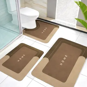 Set of 3 Absorbent Bath Mat Magic Rug Sets（0.12inch Thickness）, Quick Drying Bath Mat Non-Slip Floor Rug Rubber Backed for Bathroom Kitchen Shower Sink (23.22''x23.22''+19.29''x31.10''+15.35''x23.22'')