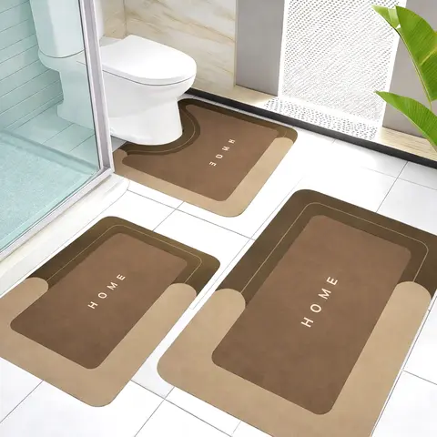 FANI Set of 3 Absorbent Bath Mat Magic Rug Sets（0.12inch Thickness）, Quick Drying Bath Mat Non-Slip Floor Rug Rubber Backed for Bathroom Kitchen Shower Sink (23.22''x23.22''+19.29''x31.10''+15.35''x23.22'')Tapete de baño antideslizante