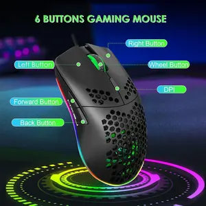 J900 USB Wired Gaming Mouse RGB Gaming Mouse with Six Adjustable DPI Ergonomic Design for Desktop Laptop, RGB Gaming Mouse