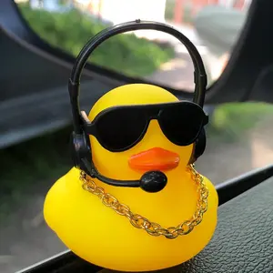Car Duck Ornament Set, Electric Car Duck Earphone Gold Necklace Sunglasses, Car Interior Accessories, Automotive Parts, Car Interior Decorative, Car Interior Decoration, Car Interior Ornaments