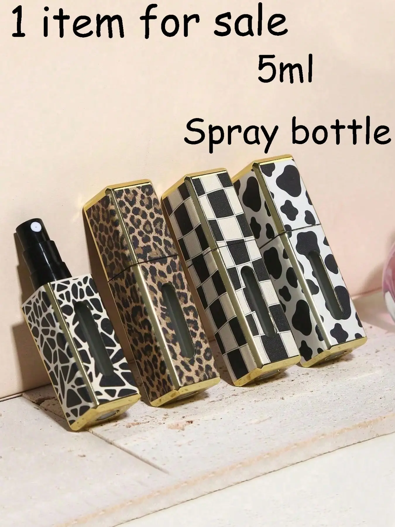 Portable Refillable Perfume Spray Bottle, Leopard Print Square Travel Atomizer, Reusable Mini Floral Pattern Scent Dispenser