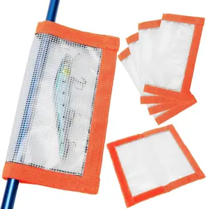 Fishing Lure Wrap for Rod, Tangle-Free Safety Velcro Hooks Cover, Secure Protectors Holder Storage for Various  (Orange - 4PK)
