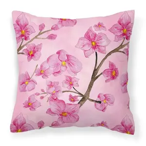 Watercolor Pink Flowers Fabric Decorative Pillow BB7505PW1818