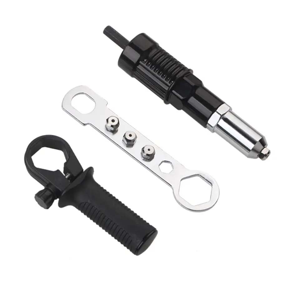 Cordless Electric Rivet Nut Gun Riveting Tool with Drill Adapter & Hand Riveter Accessories