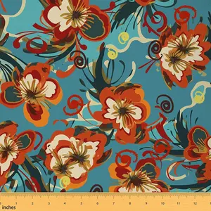 Floral Upholstery Fabric by The Yard,Vintage Style Flowers Pattern Reupholstery Fabric,Retro Fabric for Outdoor and Home DIY Projects,1 Yard