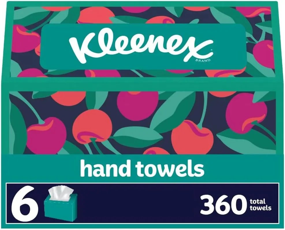 6-Pack Kleenex Disposable Paper Hand Towels, 60 Tissues per Box, 360 Total Tissues, Packaging May Vary