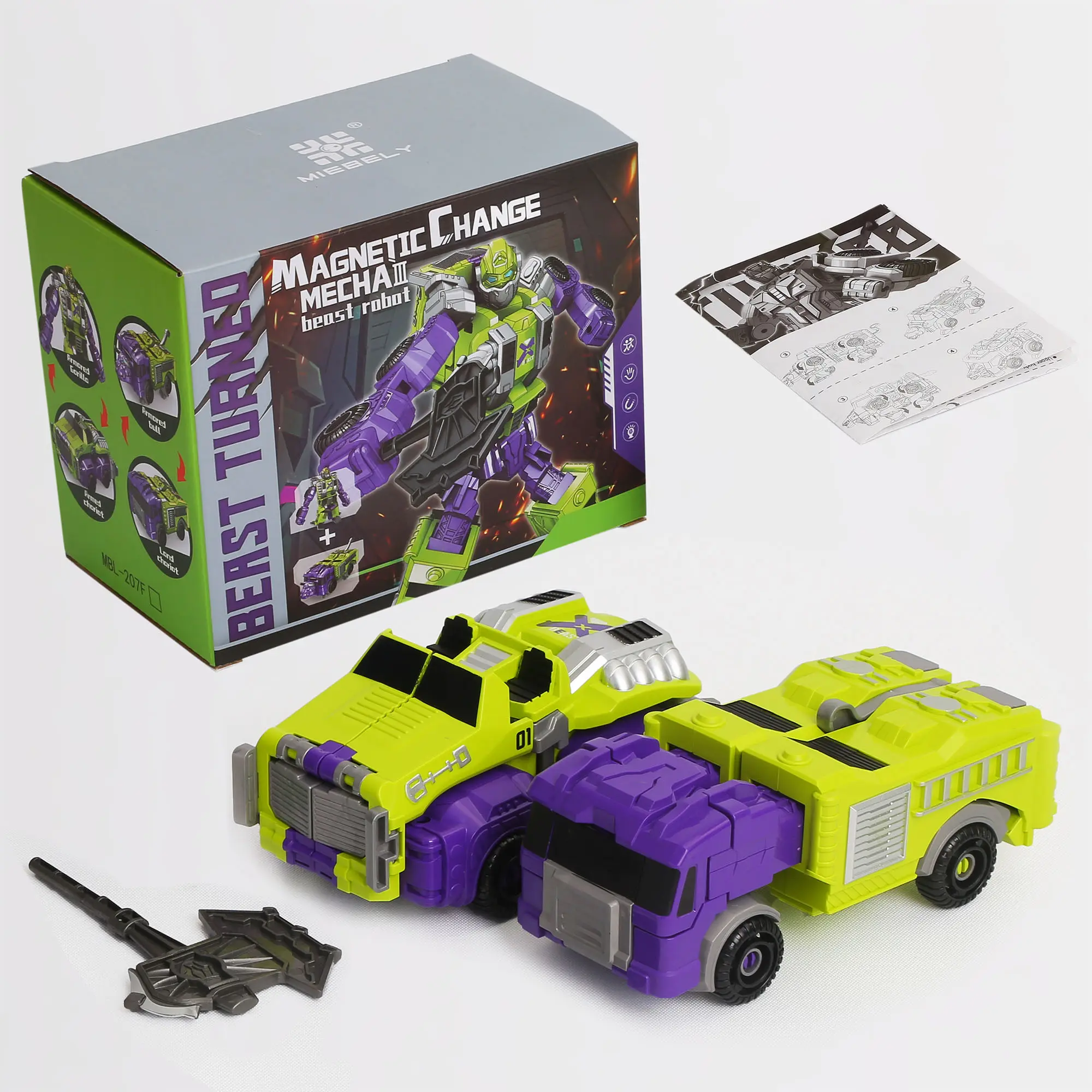 MIEBELY 4Pcs Unisex Magnetic Building Blocks Set - 4-in-1 DIY STEM Learning Model, Crash & Transform Vehicle to Dino, No Battery Needed, Fun Toys for Kids (12 Months, 6-8 Years, Animals & Nature Theme) Birthday Gift