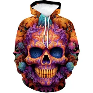 Colorful art skull hoodie, a fantastical collision of trend and dark aesthetics