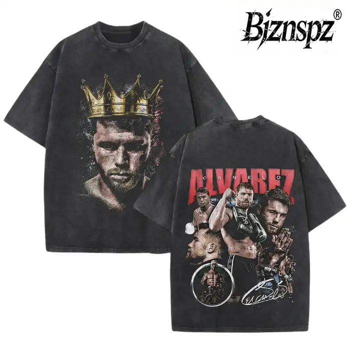 CANELO-KING TEE, Boxing T-shirt, Boxer Tee, Sports Shirt, Athletic Tee, Workout T-shirt, Gift for Him Hoodie Sweatshirt Menswear Streetwear,Vintage Wash Oversized Graphic Tee Canelo Alvarez Boxing Streetwear T-Shirt