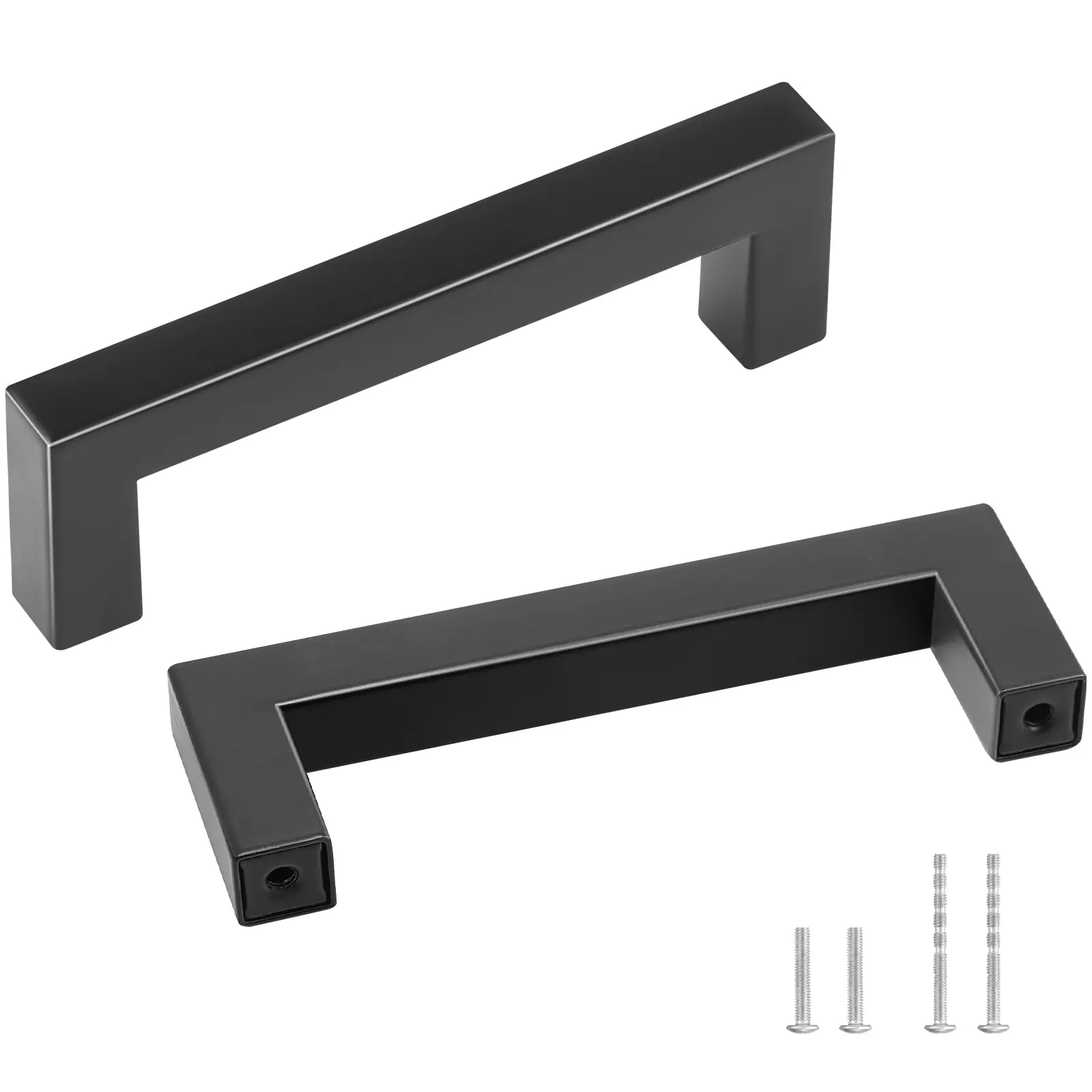 【toolupgrade】VEVOR 30-Pack Stainless Steel Easy-Clean Matte Black Cabinet Pulls - 3.86in/96mm Center-to-Center Slim Square Door Knob, Easy-Install Rounded Edges Safer Hardware for Kitchen/Bathroom Drawers