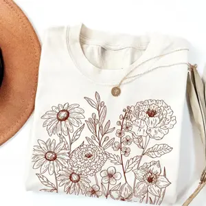 Vintage Pressed Flowers Shirt Boho Cottagecore Tshirt Botanical Floral Tee Wildflowers T Shirt Gift for Gardener Floral Tee