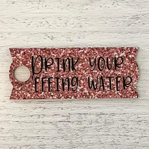 Faux Rose Gold Glitter With Black Engraving 40oz Tumbler Topper