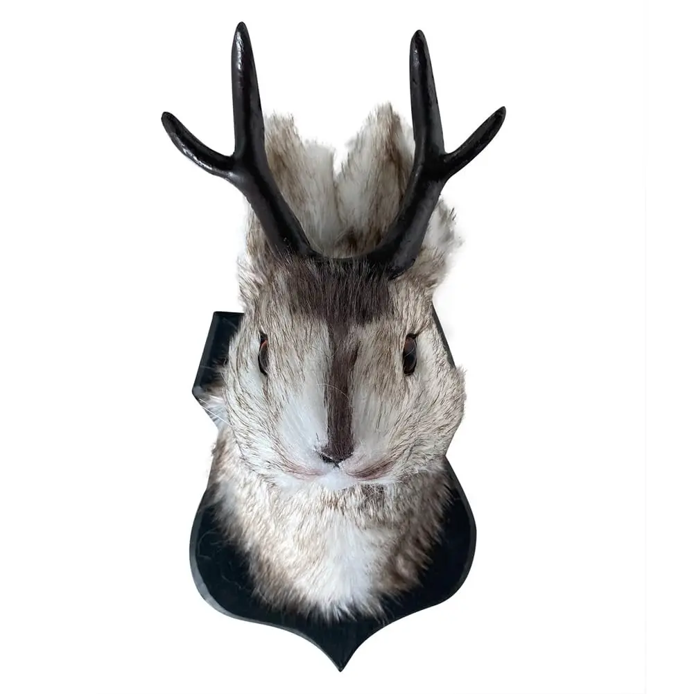 Rabbit Room Wall Decor, Artistic Bunny Head Deer Antler Easter Decoration, Wall Sculpture and Statue, Deer Head Wall Art, Home Décor