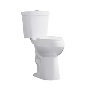 Two-Piece Round Toilet, 21 Inch Tall with ADA Comfort Chair Height, Powerful 1.1/1.6 GPF Dual Flush, 12" Rough In for Senior Accessibility, White