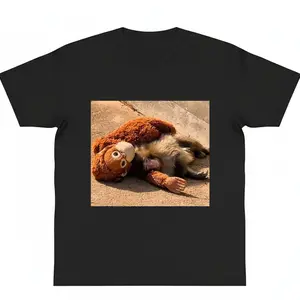 Punch Monkey and plushie mother Cotton Graphic Shirt Tee Baby Monkey Plush Top Mothers Day Animal Lover Mother Gift Cute Cozy Mom y2k Top Trending Machine Wash Safe