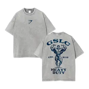 Heavyweight Washed Gym Tee - Premium Cotton Vintage Workout Shirt for Training & Streetwear Limited Edition Athletic Top with Retro Finis