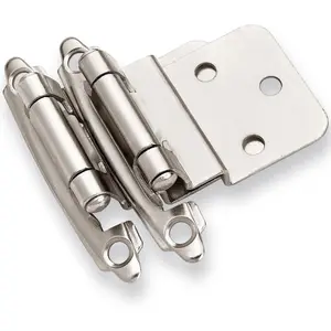 3/8" Inset Cabinet Hinges Brushed Nickel (25 Pair -50 Pcs) Offset Self Closing Hinges for Kitchen Cabinets Satin Nickel w/Silicon Bumpers & Upgraded Screws