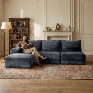 【Father’s Day】103''Sectional Couches for Living Room, Cloud Couch Sofa with L-Shape Corduroy Upholstered, Modern Comfort Boneless Modular Couch with Chaise, Perfect for Home, Apartment and Living Room, No Assembly Required lounge chair upholstercouch