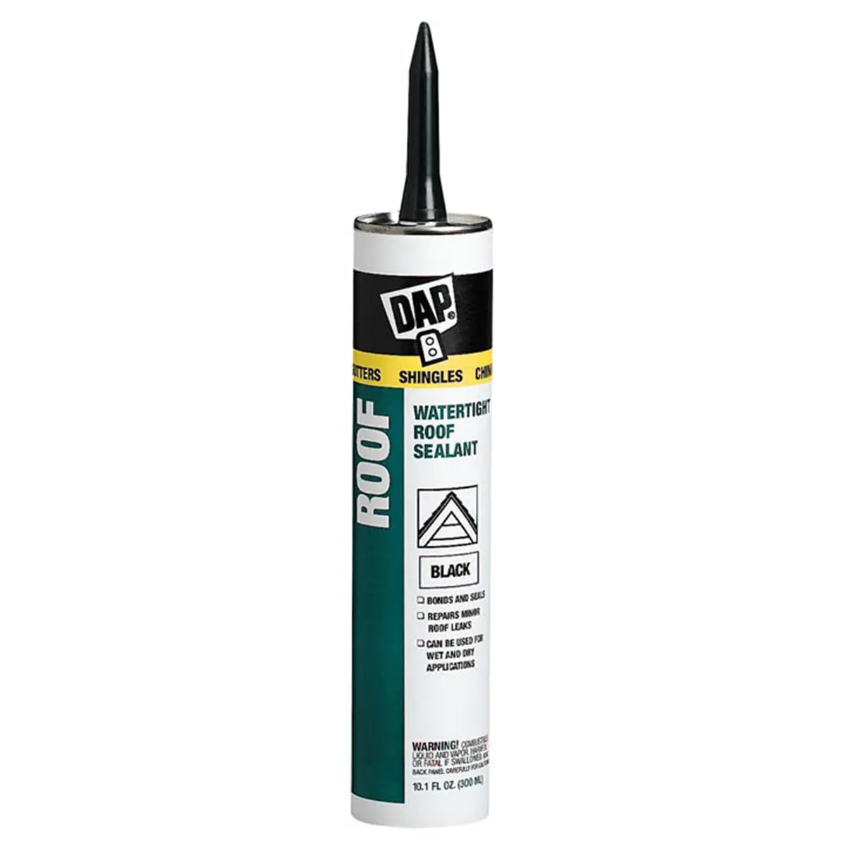 Dap 18268 Tite Roof Sealant Tube - 10.1 oz Black Asphalt-Base Sealant with Adhesive Qualities, Excellent Weathering, Seals Flashings, Shingle Surfaces, Repairs Minor Leaks, Cylindrical
