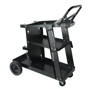 【Spring new arrivals】VEVOR Welding Cart, 3-Tier Welder Cart Heavy Duty with 400 Lbs Weight Capacity, 360 °   Swivel Wheels, Tank Storage Safety Chains, Rolling MIG Welder Cart for TIG, ARC, MMA, Plasma Cutter Welding Machine