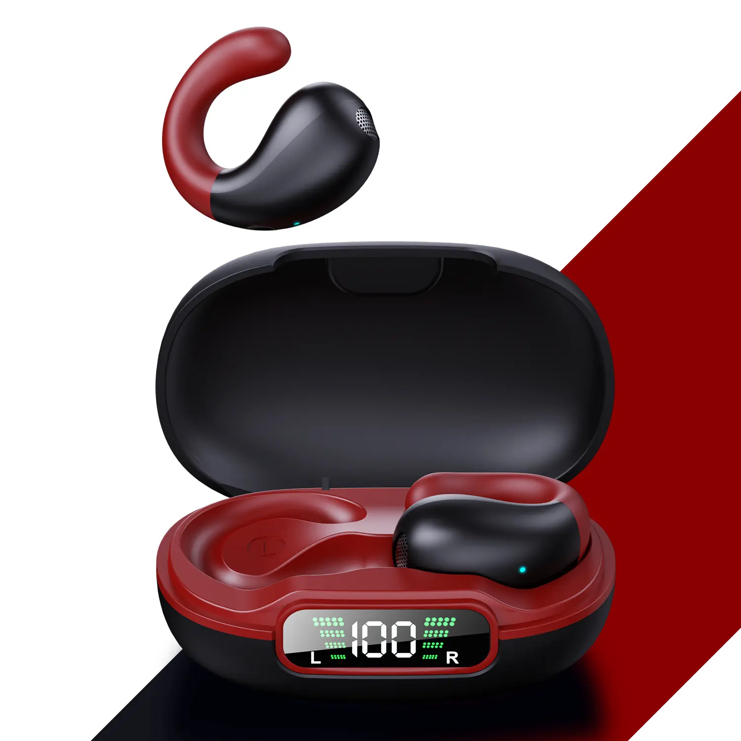 Clip-On Bone Conduction Open-Ear Headphones - Active Noise Cancellation, Electronic Noise Reduction, Built-In Bluetooth Audio Support, Stable Connection for Sports, Workout Equipment, Active Noise Cancellation Open-Ear Headphones, Anc Wireless Open-Ear He