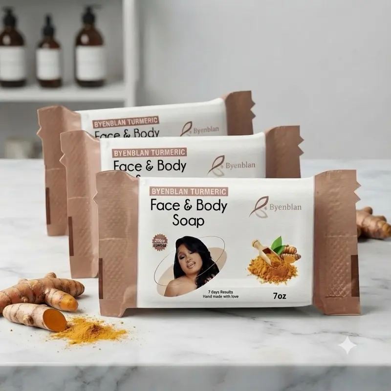 3-Piece Hydrating Bright Turmeric Cleanser Soap Set, Antibacterial Byenblan Body Care Daily Hygiene Product