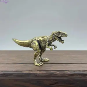 Brass Tyrannosaurus Rex Dinosaur Statue, Vintage Copper Collectible Figurine, Creative Home Office Desk Decor, Indoor Outdoor Ornament, Cool Dinosaur Sculpture, Detailed Art Craft, Perfect Gift for Dinosaur Lovers & Collectors