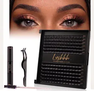 Natural Volume Lash Clusters Spiky Wispy Eyelash Clusters Natural Lashes Cluster Eyelash Extensions C-MIX Individual Lashes with Invisible Band DIY at Home 8-16mm