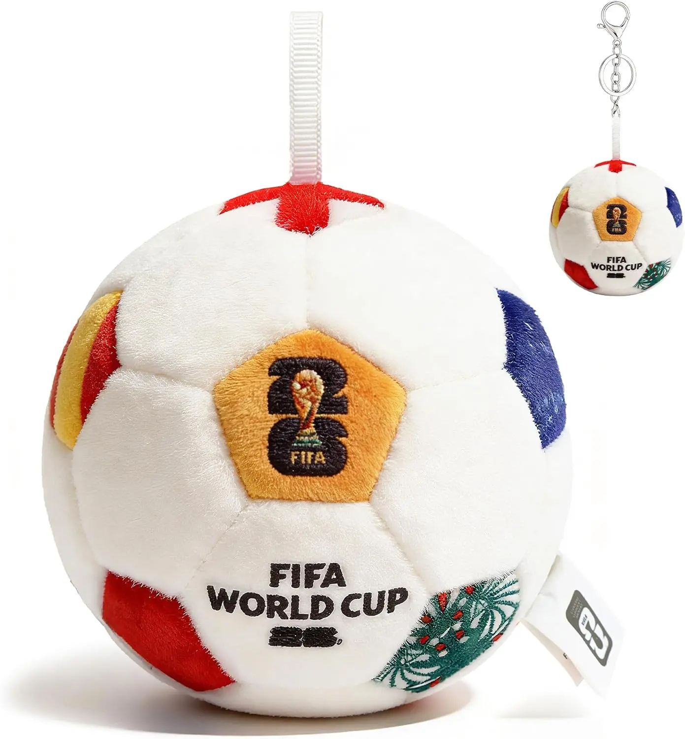 FIFA World Cup 26 Plush Soccer Ball Plush for Kids, Official 4.7 Inch Soccer Trophy Plush Pillow Toy, Backpack Pendant, Car Key Ring, Soccer Fan Gift & 2026 World Cup Souvenir