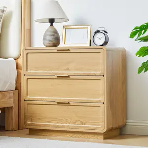 Giratree Modern 3-Drawer Bedroom Dresser, 26" Wide Wooden Nightstand with Spacious Storage Drawers, Curved-Edge Accent Cabinet for Living Room or Entryway