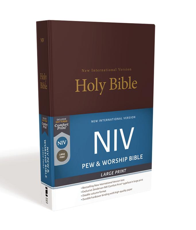 NIV, Pew and Worship Bible, Large Print, Hardcover, Burgundy, Comfort Print by Zondervan [Hardback Book]