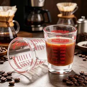 2 Pack Shot Glasses Measuring Cup Set, Glass measuring cups for liquids, Espresso Shot Glasses, Liquid Measuring Cup for Espresso Shot Glass and Measuring Glasses, Four Different Units of Measure, Bartender Accessories, Kitchen Tools
