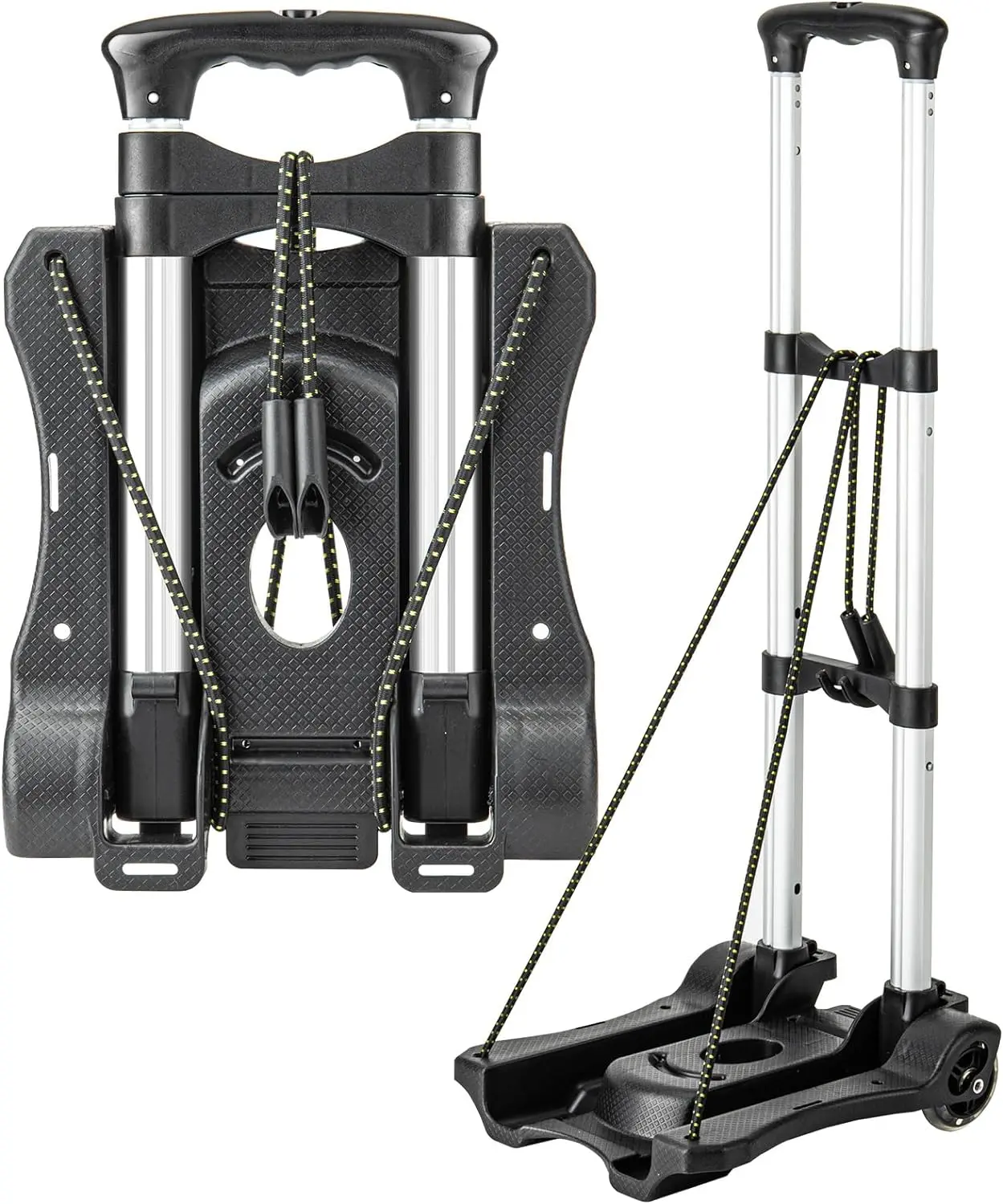 Lightweight Aluminum 2-Wheel Small Folding Handle Luggage Cart Dolly, Collapsible Portable Cart for Airport Travel, Moving Use, Handle Luggage Carts