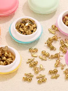 Macaron Storage Box Set, Includes 5 Stainless Steel Cherry Charms & Chicken Pendants, Ideal DIY Jewelry Making Accessories