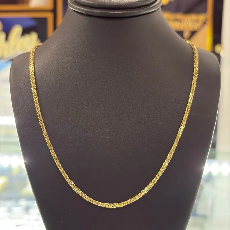 14k gold necklace - knitted style- 2.3mm width 20” - Perfect for Everyday Wear