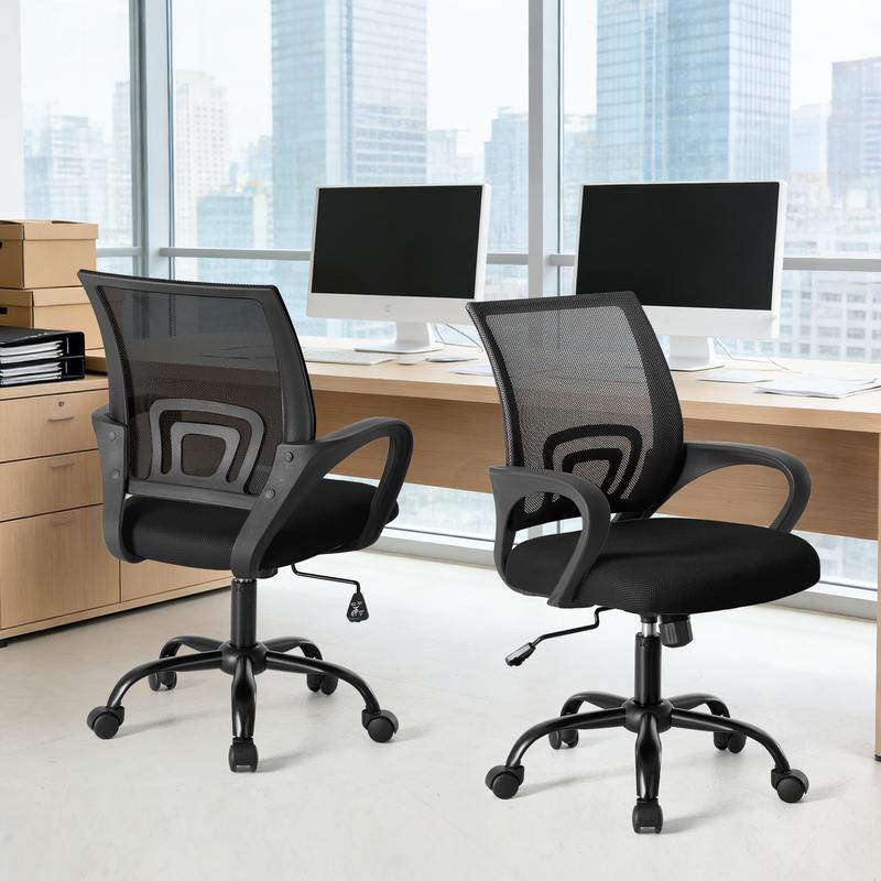 Ergonomic Office Chair with Rocking Mode, Lumbar Support, Height Adjustable, Mesh Back, Quiet Casters for Home Office & Gaming