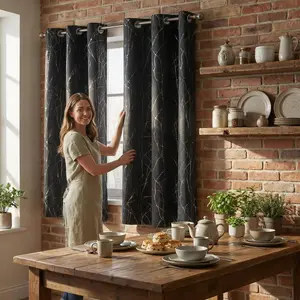Curtain Club 2 Panels 34x63inch Tree Branch Blackout  kitchen Curtains  for Bedroom & Living Room Thermal Insulated Room Darkening Grommet Window Drapes Rubber Metallic Printed Blackout Privacy Grommet Curtains Set FT24791