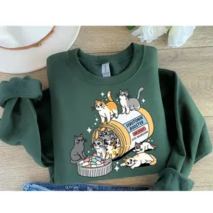 Cats Lover Sweatshirt, My Serotonin Booster Is Cat, Therapist Shirt, Cat Mom Sweater, Funny Cat Crewneck, Cat Owner Gift, Mental Health Matter Sweater