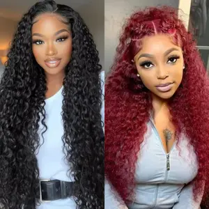 [Combo sale 28"&22"]"  get 2 wig " 99J Jerry  Curly Lace Front Wigs 13x4 Human Hair with Baby Hair 180%Density Straight Human Hair Wigs for Women