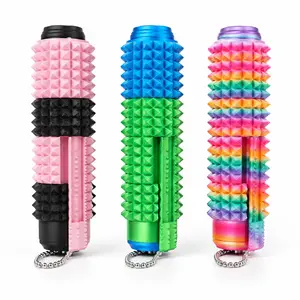Spiky Sensory Fidget Toy for ADHD,SH, Pain Stimulator with Clicker, Spinner, Slider, Roller, Spiky Grip, 5-In-1 Stress Relief, Portable Keychain,For Teens (9+)and Adults