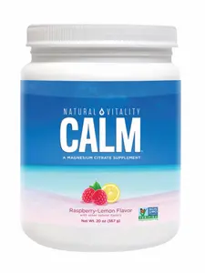 Natural Vitality Calm Magnesium Citrate Powder 20 Ounces Raspberry Lemon Flavor Vegan Gluten Free Non GMO 325mg Per Serving