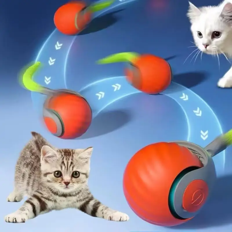 Electric Cat Toy, Interactive Cat Teaser Toy, USB Rechargeable Cat Teething Toy, Pet Chasing Toy, Fun Indoor Cat Toy
