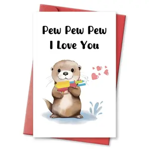 Cute Otter Love Card, Custom Message Card for Kids & Adults, Perfect Valentine’s Day Gift for Boyfriend, Girlfriend, Husband, Wife, Romantic I Love You Message