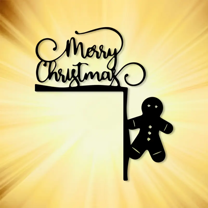 1 piece of retro snowman metal wall decoration - rust proof iron Christmas Happy logo, with gingerbread style snowman and cursive font,/outdoor holiday decoration, suitable for home, door, office - classic black and white Christmas gift